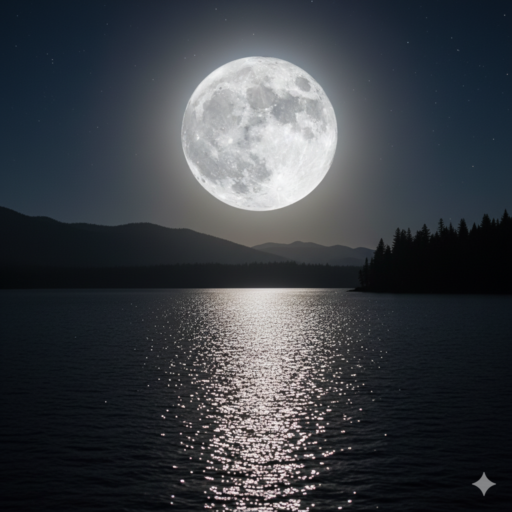 Pleine lune sur l eau